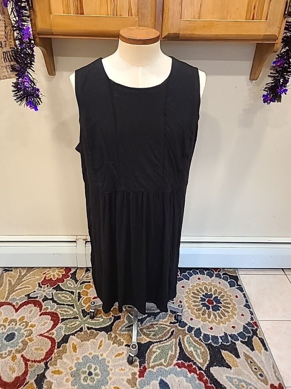 Cynthia Rowley Black Sleeveless Stretch Jersey Dress Rayon Spandex Womens 3x
